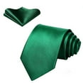 thumbnail image 1 of Mens Green Ties Classic Satin Necktie and Pocket Square Set Formal Business Wedding Silk Tie, 1 of 7