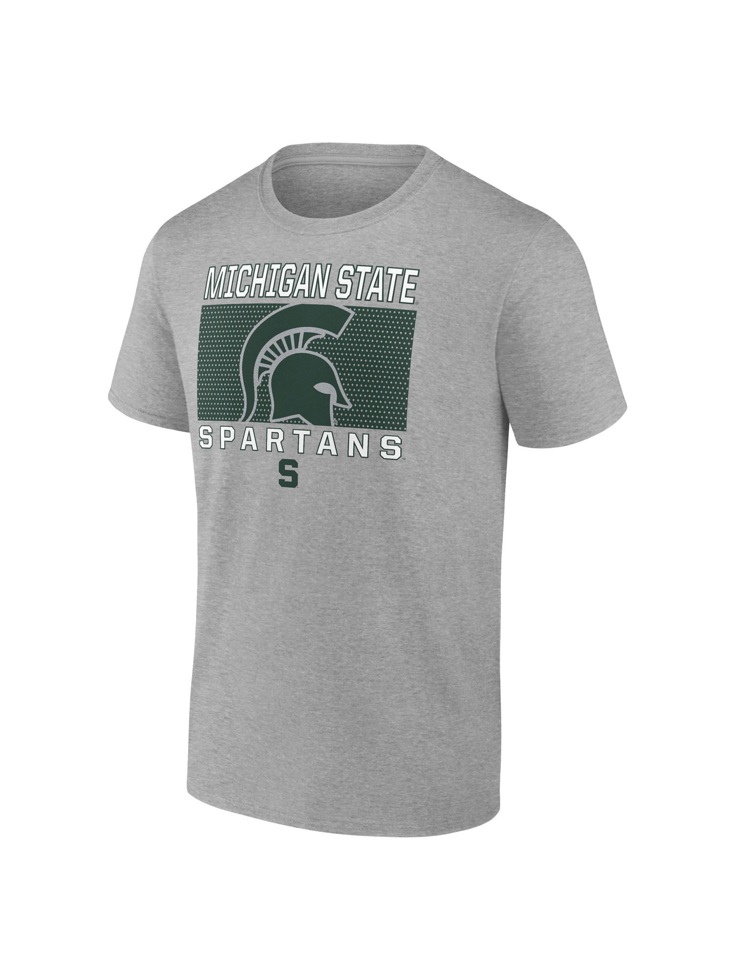 NCAA Michigan State Spartans Men's Heather Gray Cotton Boxed Mascot Short Sleeve T Shirt