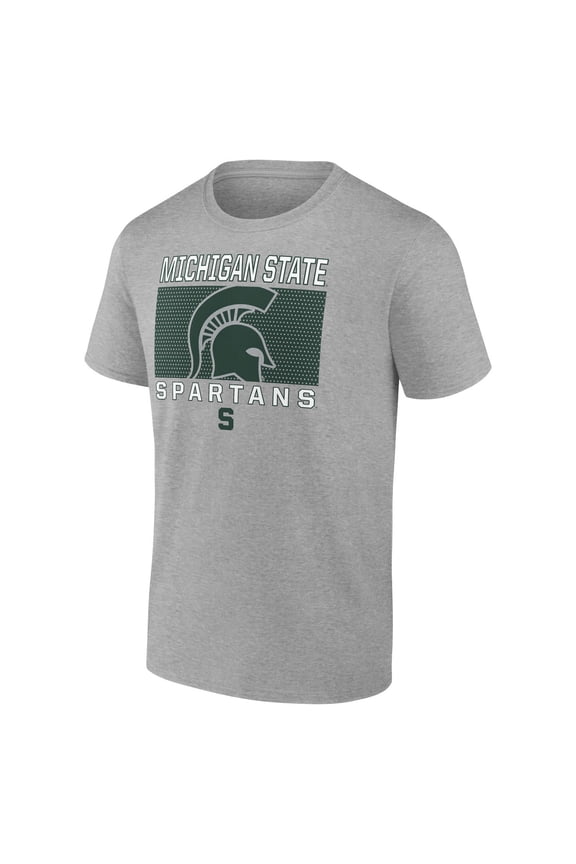 NCAA Michigan State Spartans Men's Heather Gray Cotton Boxed Mascot Short Sleeve T Shirt