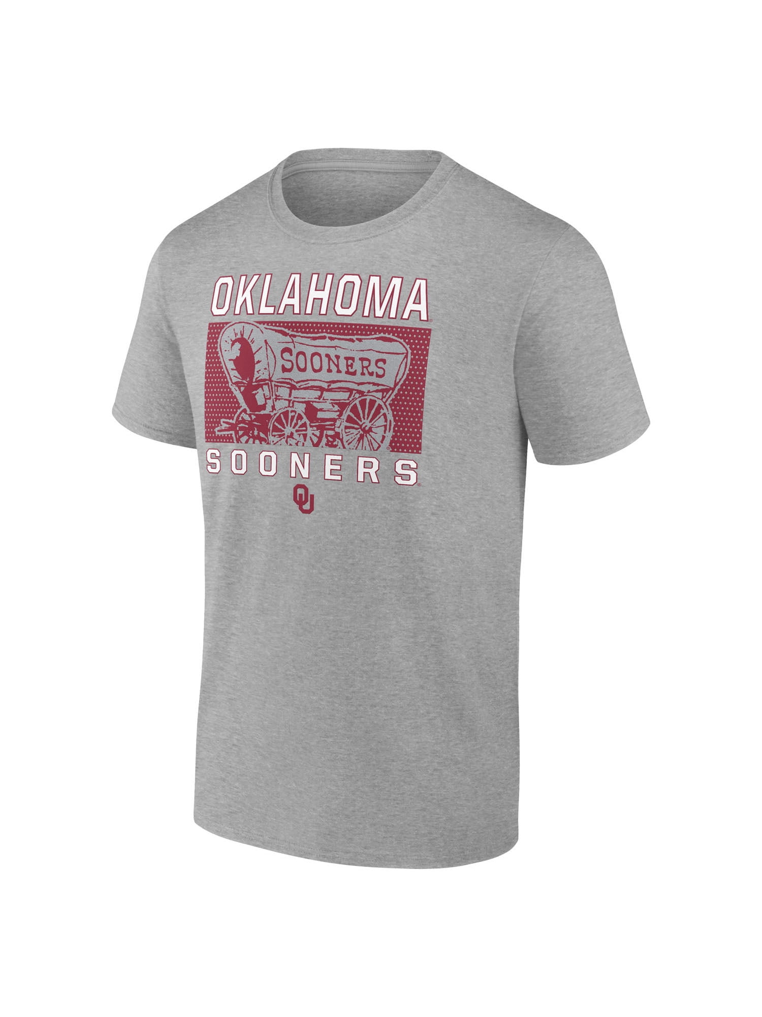 NCAA Oklahoma Sooners Men's Heather Gray Cotton Boxed Mascot Short Sleeve T Shirt