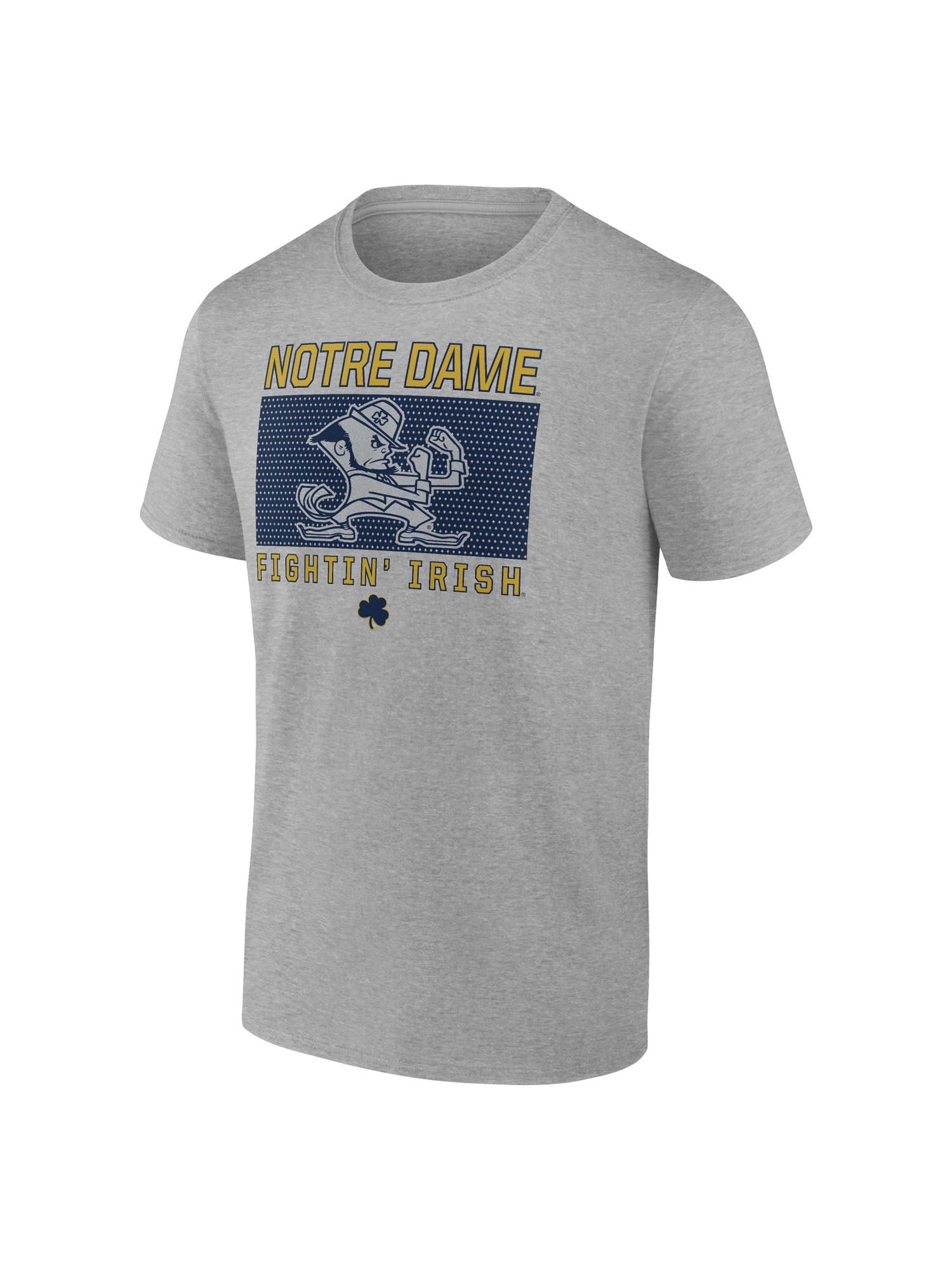 NCAA Notre Dame Fighting Irish Men's Heather Gray Cotton Boxed Mascot Short Sleeve T Shirt