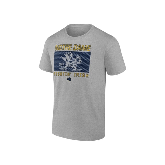 NCAA Notre Dame Fighting Irish Men's Heather Gray Cotton Boxed Mascot Short Sleeve T Shirt