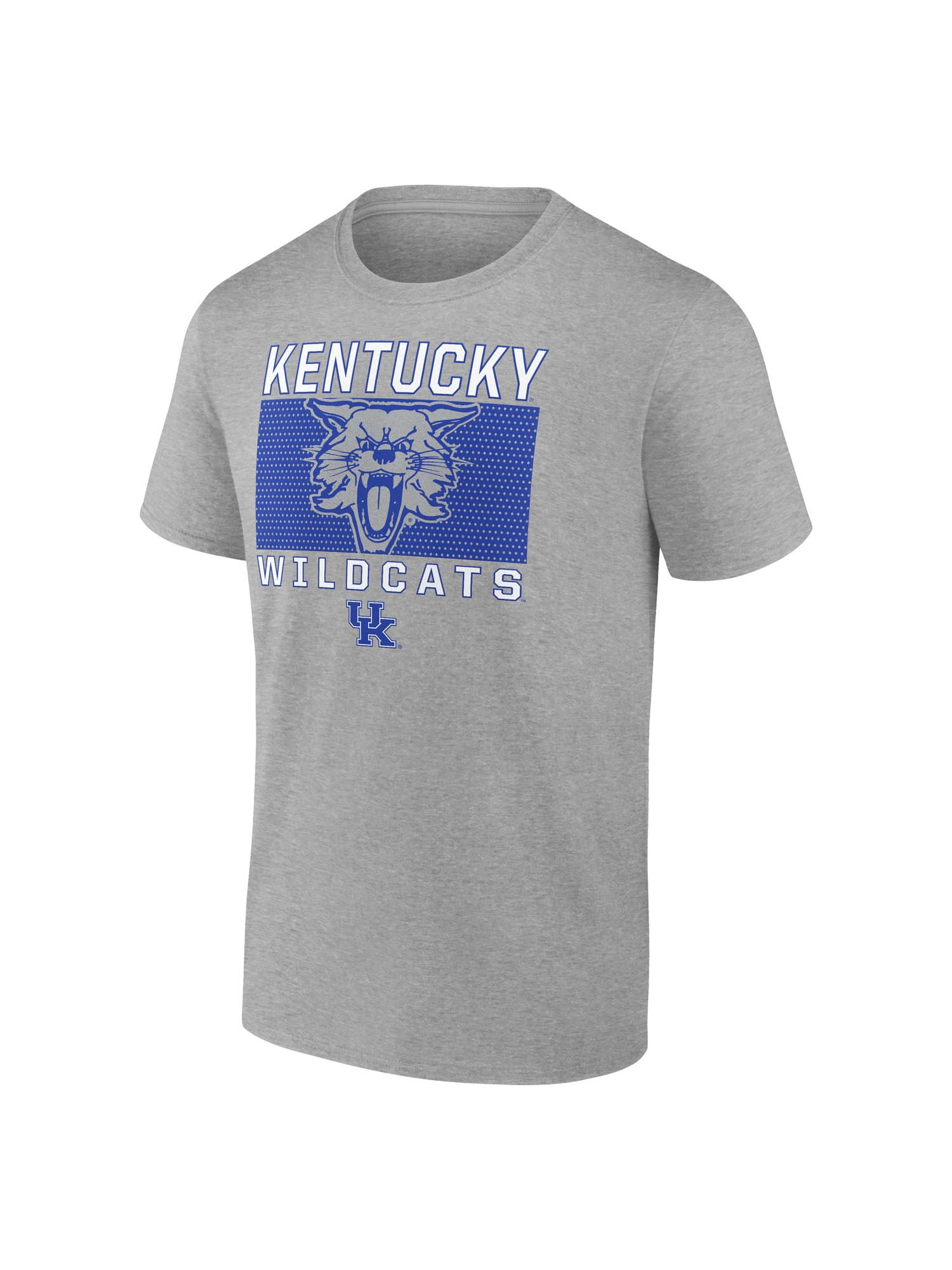 NCAA Kentucky Wildcats Men's Heather Gray Cotton Boxed Mascot Short Sleeve T Shirt