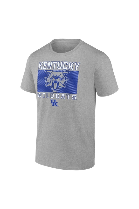 NCAA Kentucky Wildcats Men's Heather Gray Cotton Boxed Mascot Short Sleeve T Shirt