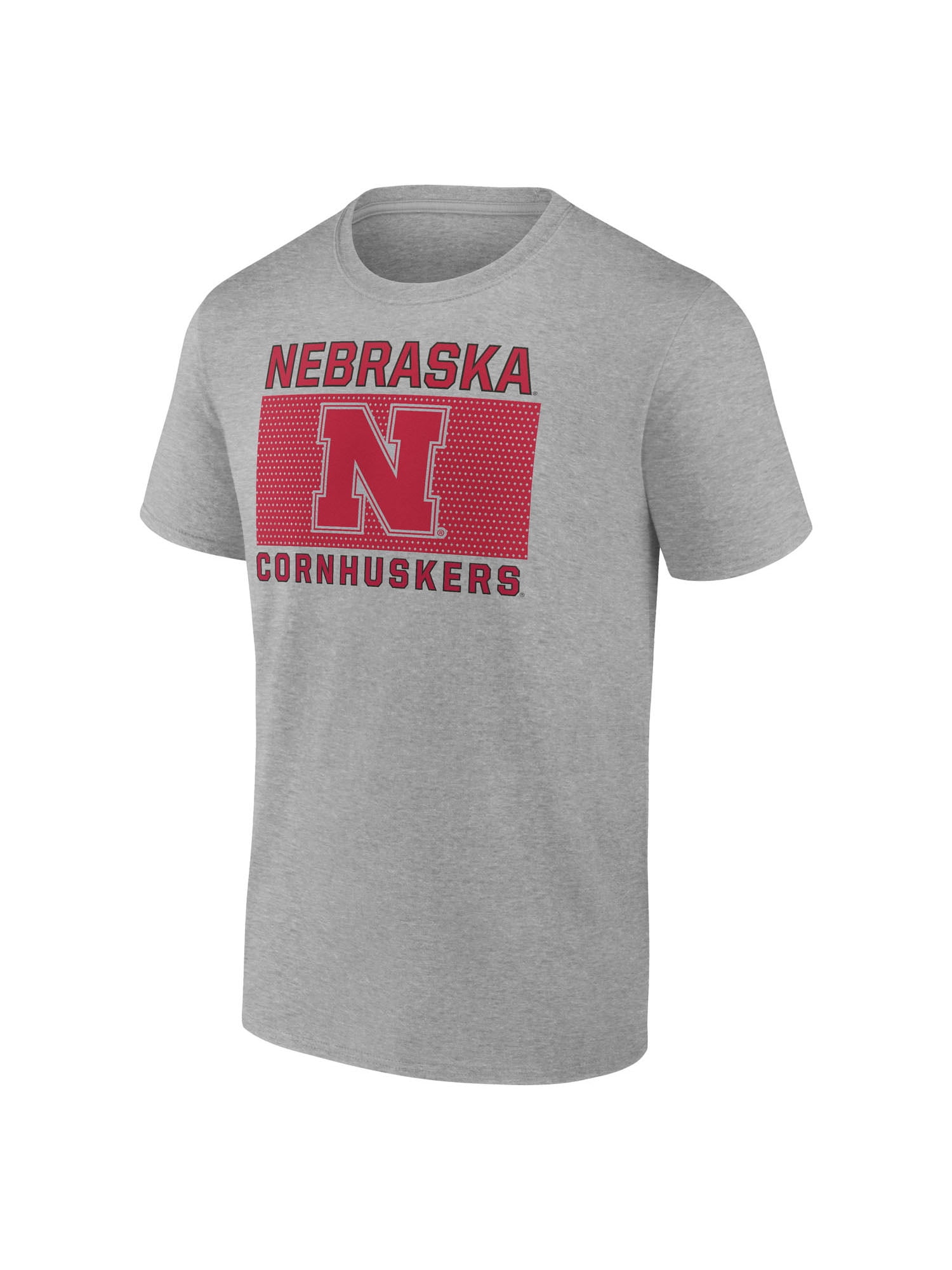 NCAA Nebraska Cornhuskers Men's Heather Gray Cotton Boxed Mascot Short Sleeve T Shirt