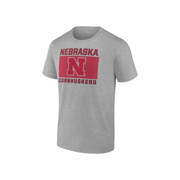 NCAA Nebraska Cornhuskers Men's Heather Gray Cotton Boxed Mascot Short Sleeve T Shirt