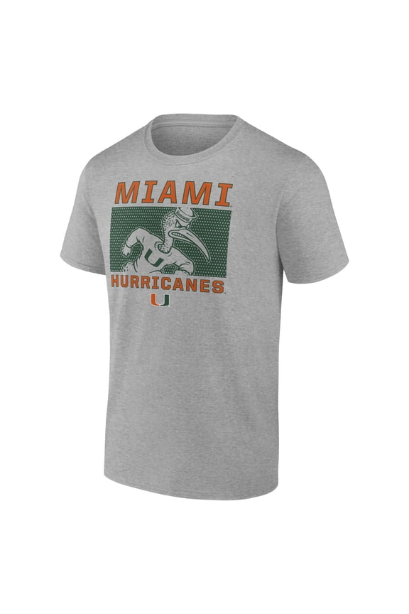 NCAA Miami Hurricanes Men's Heather Gray Cotton Short Sleeve T Shirt