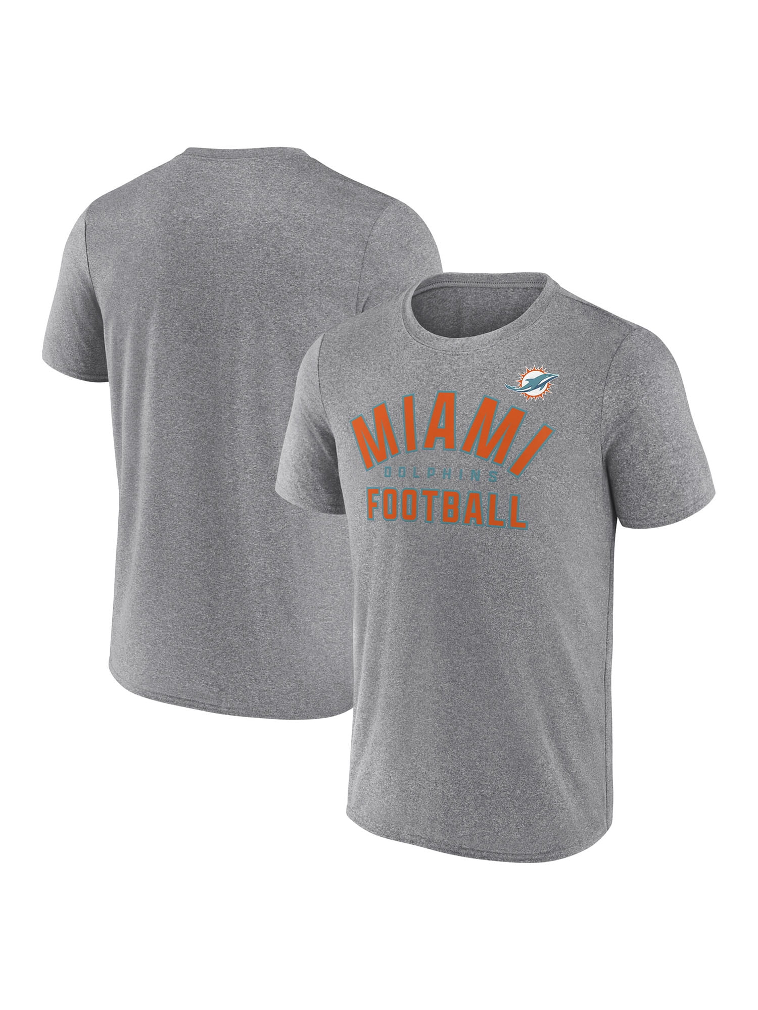 NFL Men's Miami Dolphins Synthetic Gray Short Sleeve Arch Logo T-Shirt – All 32 Teams Available