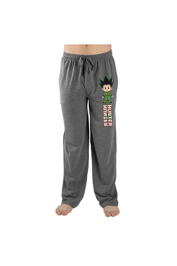 Mens Grey Hunter X Hunter Anime Cartoon Sleep Pajama Pants-XS