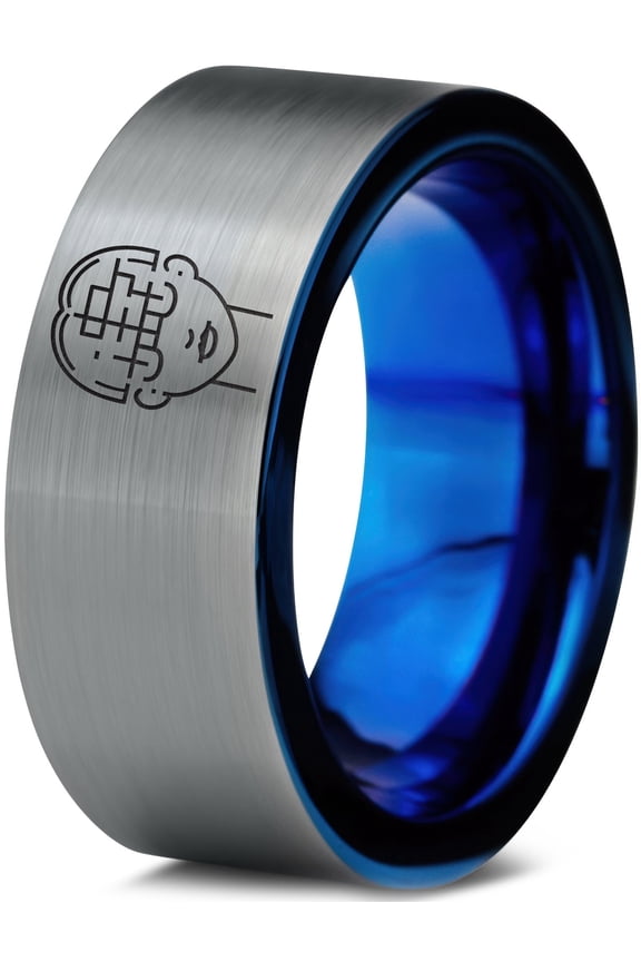 Mens Grey Rings Tungsten Gamer Valentine Unique Engagement Ring 21st Birthday Gifts for Guys Customized