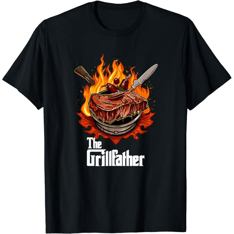 The Grillfather Bbq Distressed Dad Grilling Shirt