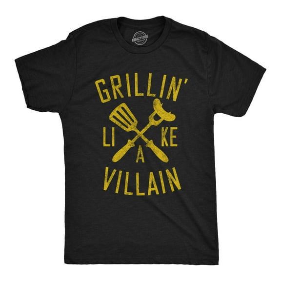 Mens Grillin Like A Villain T Shirt Funny Cookout BBQ Grill Tee Graphic Tees