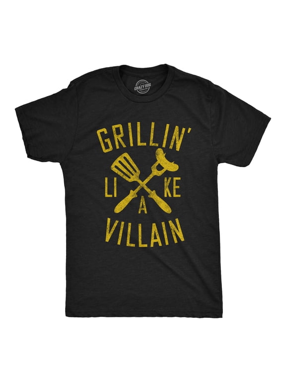 Mens Grillin Like A Villain T Shirt Funny Cookout BBQ Grill Tee Graphic Tees