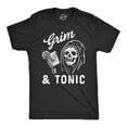 thumbnail image 1 of Mens Grim and Tonic T Shirt Funny Spooky Halloween Reaper Mixed Drink Joke Tee for Guys Graphic Tees, 1 of 9
