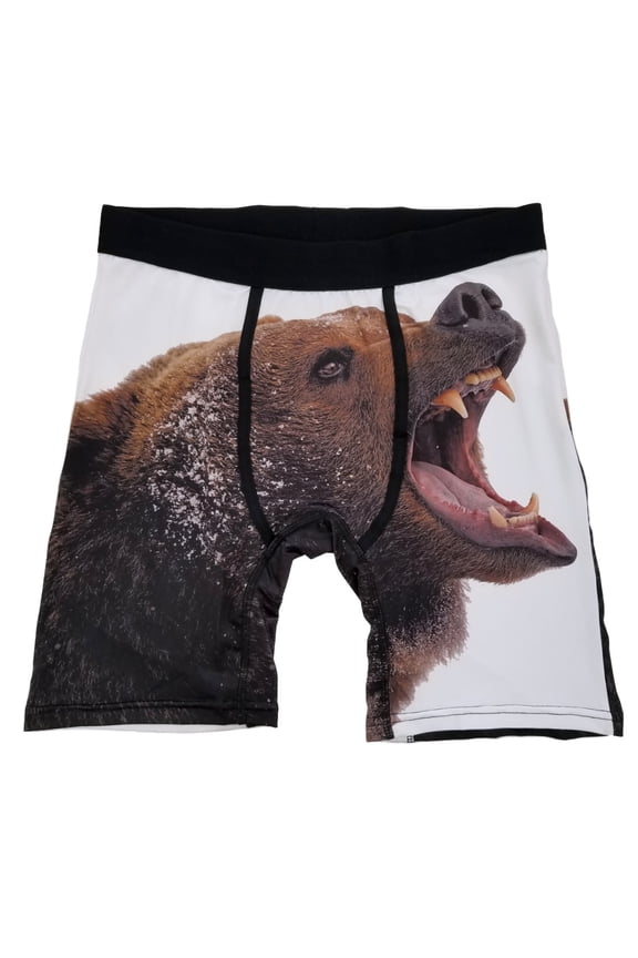 Mens Grizzly Bear Novelty Underwear Boxer Briefs Small