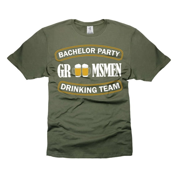 Mens Groosmen shirt Bachelor Party Groomsmen T-Shirts Groom Drinking Team Shirts Wedding Party Shirt (Medium Military Green)