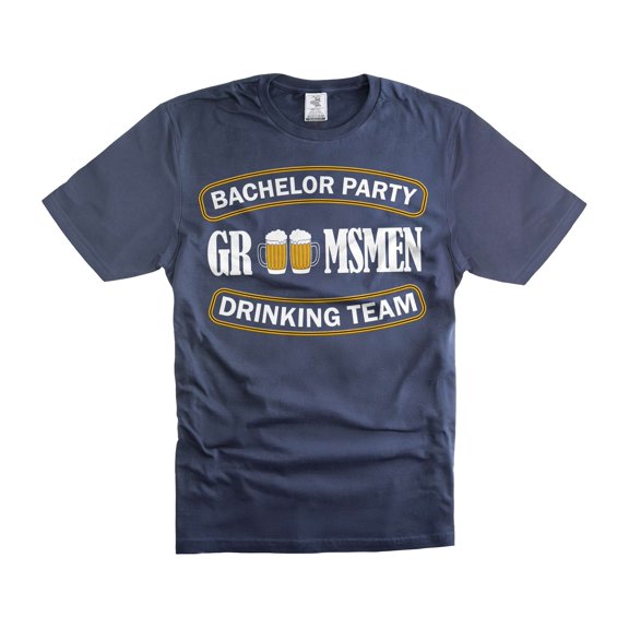 Mens Groosmen shirt Bachelor Party Groomsmen T-Shirts Groom Drinking Team Shirts Wedding Party Shirt (Medium Navy Blue)