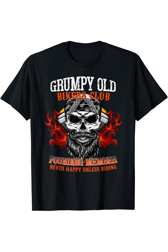 Mens Grumpy Old Bikers Club Founding Member Motorcycle Riders T-Shirt, Unisex T-Shirt