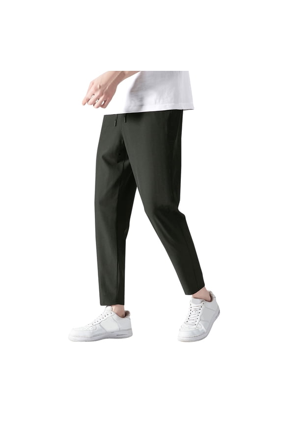 Mens Guard Pants - Loose Ice Silk Solid Sports Leggings, Comfortable & Durable for Daily Wear