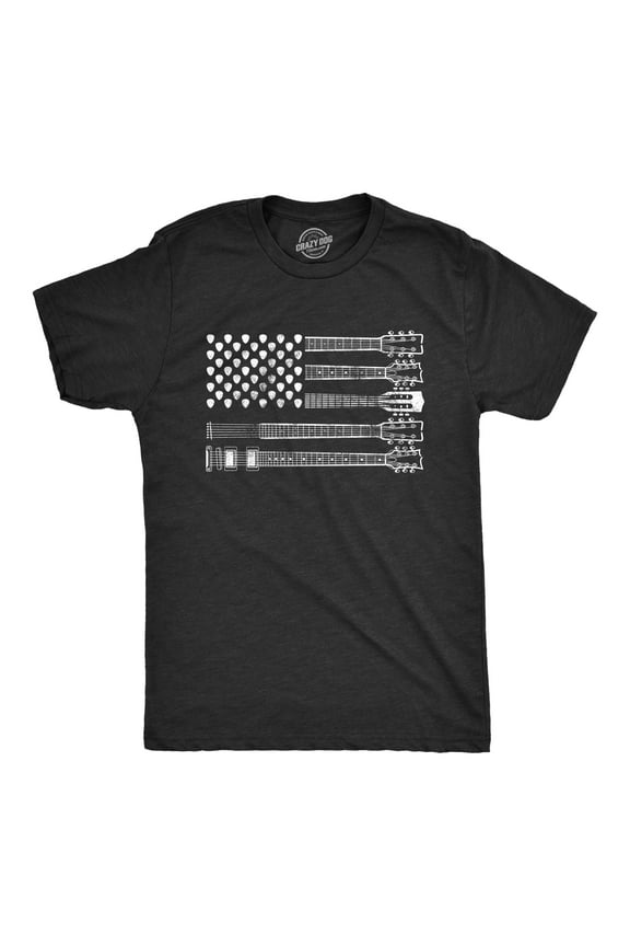 Mens Guitar Flag T Shirt Cool Rock and Roll American Musician Flag Graphic Novelty Tee Graphic Tees