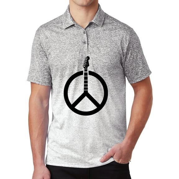 Mens Guitar Peace Sign Premium Polo Shirt - White/Graphite, 3XL