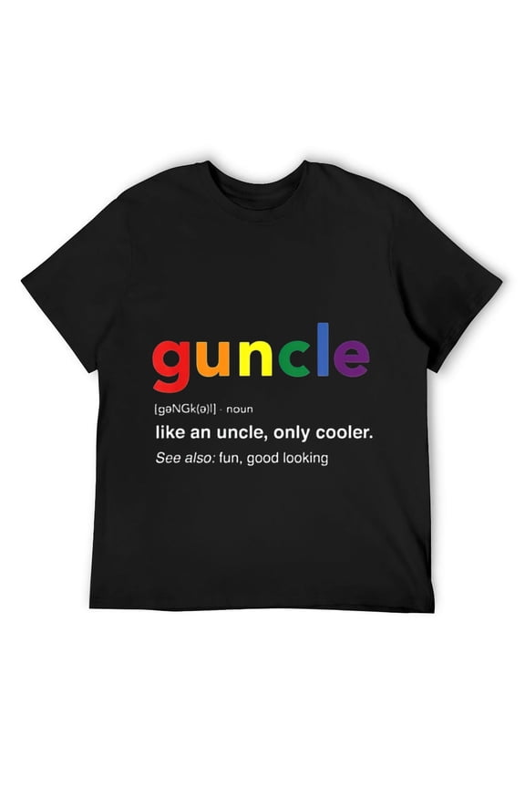 Mens Guncle Definition Rainbow Pride Color T-Shirt for Gay Uncle Black