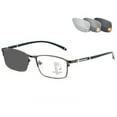 thumbnail image 1 of Mens Gunmetal Progressive Photochromic Transition Gray Rectangular Business Reading Glasses 2.50, Blue Light Blocking Presbyopic Glasses, Metal Classic Flexible Readers +2.50 Strength, 1 of 7