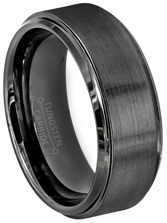 Mens Gunmetal Tungsten Wedding Band, 8mm Comfort Fit Tungsten Carbide Ring size 12