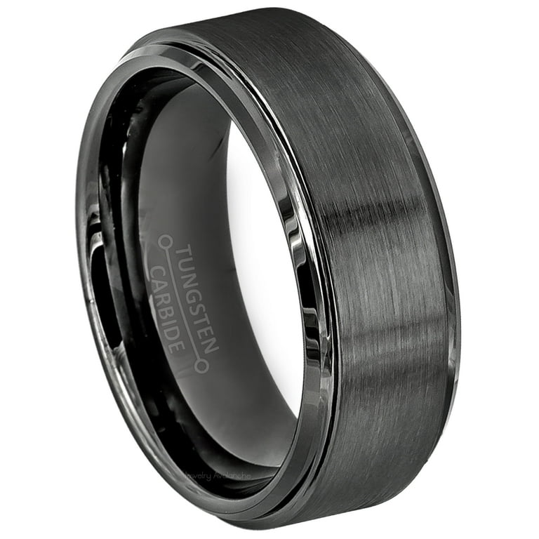 【Masa】UR-TACTICALD-RING Mens Gunmetal Tungsten Wedding Band, 8mm Comfort Fit