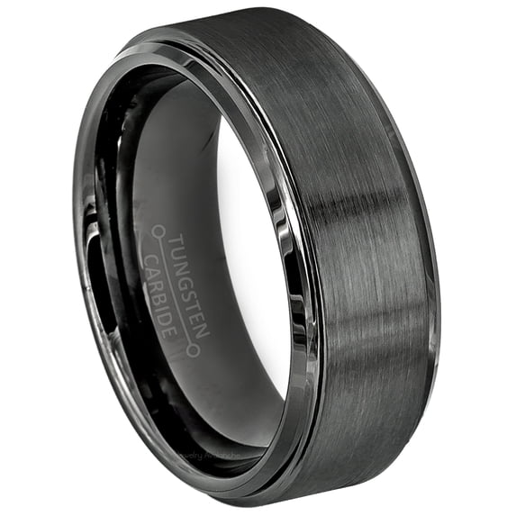 Jewelry Avalanche Mens Gunmetal Tungsten Wedding Band, 8mm Comfort Fit Tungsten Carbide Ring size 8