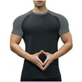 thumbnail image 1 of Mens Gym Muscle Short Sleeve Sweat Workout Shirts Quick Dry Stretchy Athletic T-Shirts for Men, 1 of 3