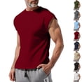 thumbnail image 1 of Mens Gym Shirts Cap Sleeve Crew Neck Workout T Shirts Casual Summer Fitted Breathable Tees, M, 1 of 6