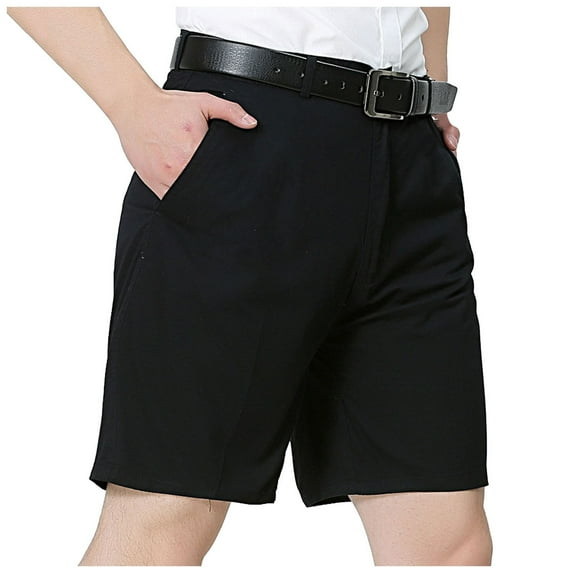 Mens Gym Shorts Business Casual Suit Shorts Loose Cotton Bermuda Outwear Black L/34