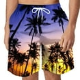 thumbnail image 1 of Mens Gym Shorts Men's Summer Hawaiian Print Beach Shorts, Coconut Tree Pattern Casual Short with Pockets & Drawstring Waist Short Bottoms for Holiday Vacation S-6XL, 1 of 4