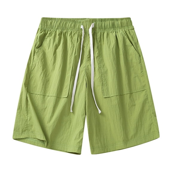 Mens Gym Shorts Summer Casual Cropped Pants Beach Bermuda Nylon Shorts Outwear Green XXXXL