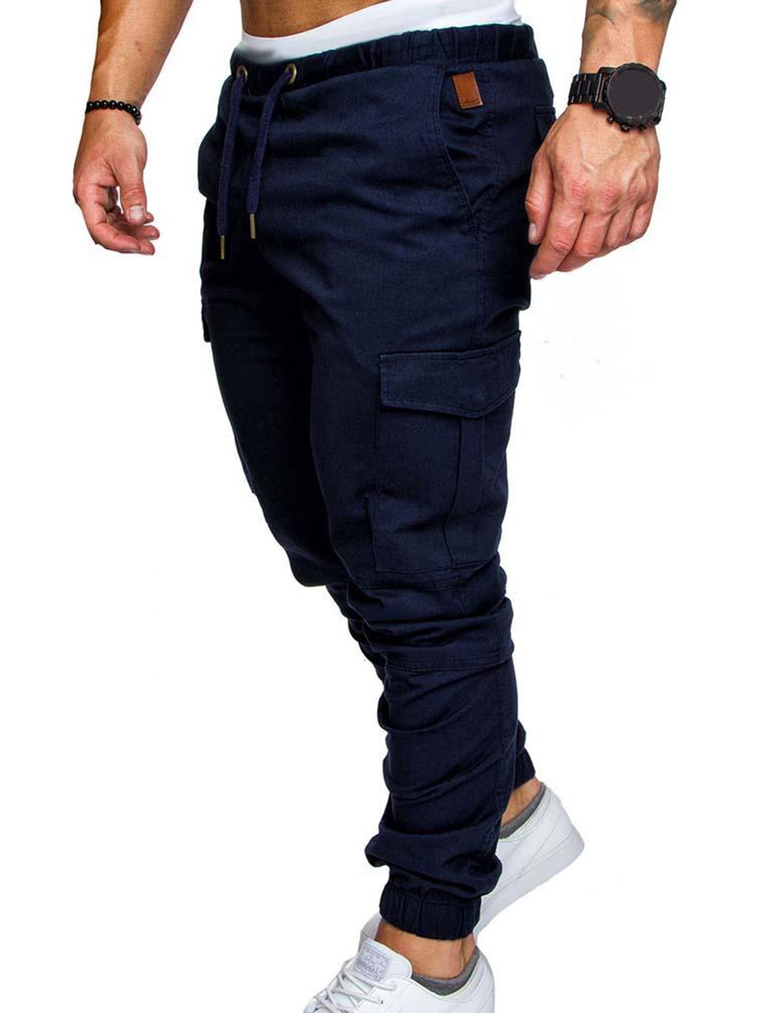 Mens Gym Slim Fit Trousers Sweat Pants Tracksuit Joggers Skinny Sports Bottoms Sweatpants Trousers Navy blue 3XL Walmart