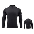 thumbnail image 1 of Mens Gym T Shirts with Zipper Mock Neck Long Sleeve Athletic Workout T-Shirts Casual Solid Stretchy Slim-Fit Pullover Running Tees Tops, 1 of 3