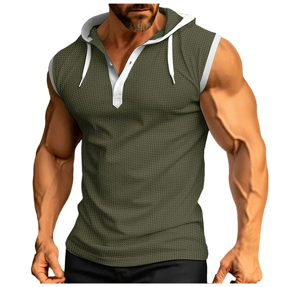 Mens Gym Vest Vest Training Sleeveless Vest Heavy Summer Sport Fitness Hooded Vest For Men