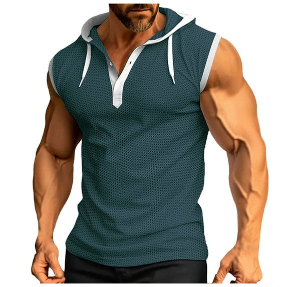 Mens Gym Vest Vest Training Sleeveless Vest Heavy Summer Sport Fitness Hooded Vest For Men