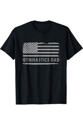 Mens Gymnast Cheer Dad Gymnastics Dad Us Flag Gymnastic Lover T-Shirt , Vintage T-Shirt