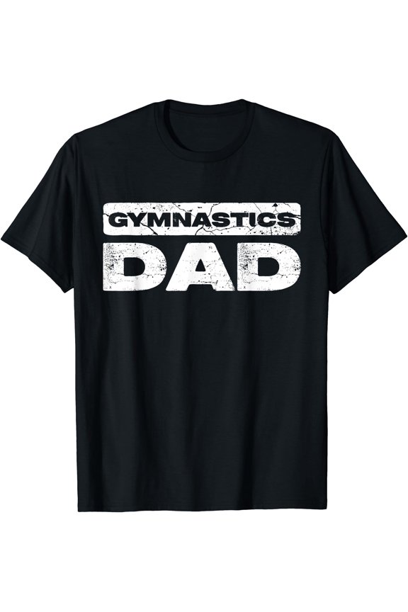 Mens Gymnastics Dad Distressed Text T-Shirt Father's Day Gift