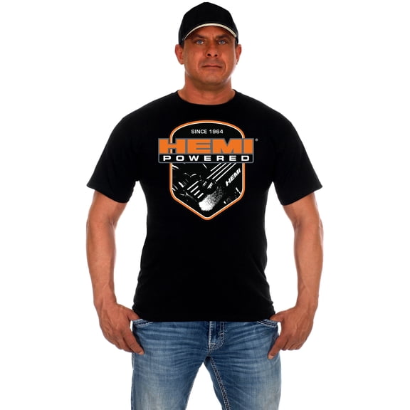 Mens HEMI Powered Logo T-Shirt Short Sleeve Crew Neck T-Shirt