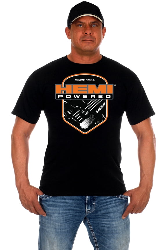 Mens HEMI Powered Logo T-Shirt Short Sleeve Crew Neck T-Shirt