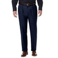 thumbnail image 1 of Mens Haggar Premium Comfort Expandable-Waist Classic-Fit Stretch Pleated Dress Pants Blue, 1 of 4