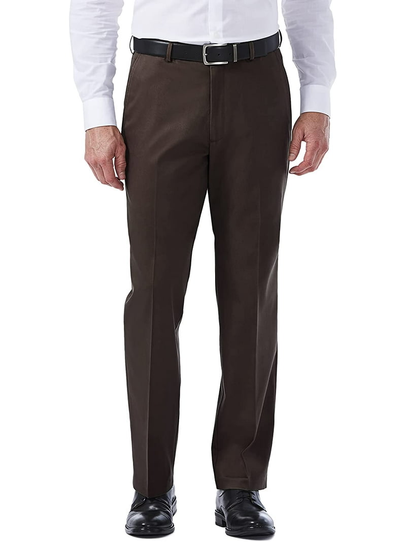 Mens Haggar Premium No-Iron Khaki Stretch Classic-Fit Flat