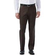 Mens Haggar Premium No-Iron Khaki Stretch Classic-Fit Flat-Front Expandable Waist Pants Chocolate