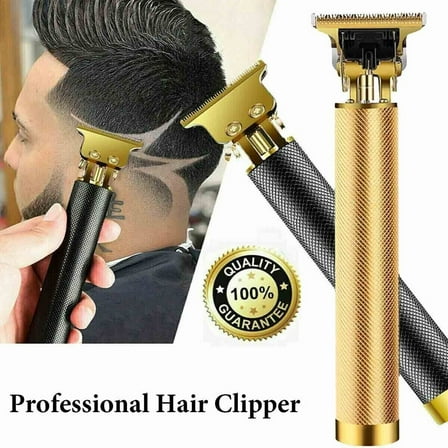 Mens Hair Clippers, Electric T Blade Trimmer Grooming Trimmer, 0 mm Baldheaded Hair Clippers for Men,Cordless USB Rechargeable Hair Beard Trimmer,Gold