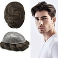 thumbnail image 1 of Mens Hairpiece LYRICAL HAIR All Poly Men Toupee Human Hair Replacement System Durable Thin Skin PU Injected Toupee Hair Wigs for Men #4 Medium Brown, 1 of 6