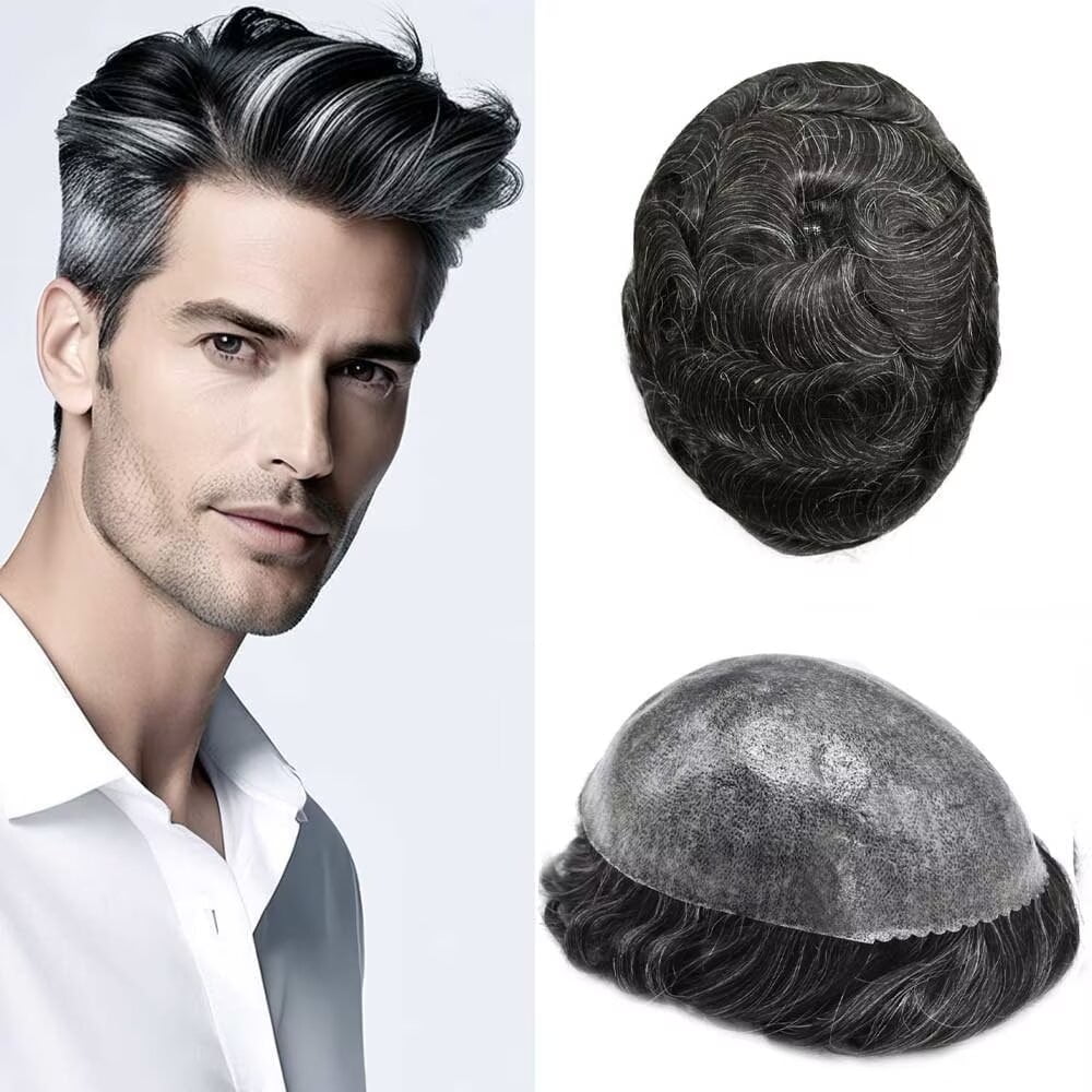 Mens Hairpiece LYRICAL HAIR All Poly Men Toupee Human Hair