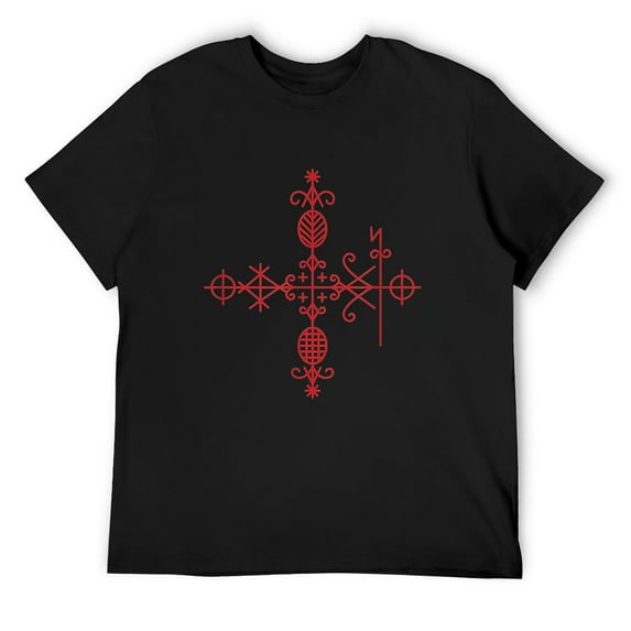 Mens Haitian Veve | Voodoo Symbol T-Shirt Black Small